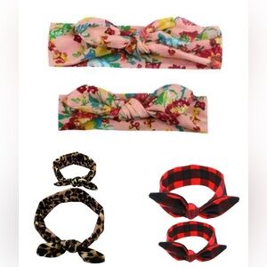 6 piece Mother & Baby Children Turban matching Hair Band
